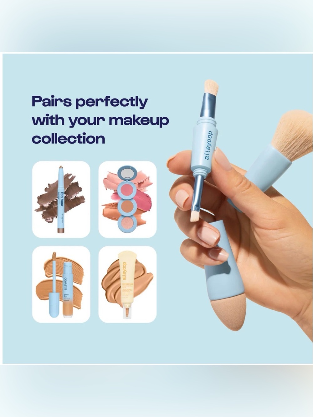 NIB Alleyoop Multi-Tasker 4-in-1 Makeup Brush - Blue - Picture 9 of 15